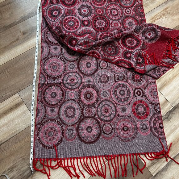 Luxury Uriah Baby Alpaca Wrap Shawl | Rich Red Pattern | Made in Peru - Picture 13 of 16